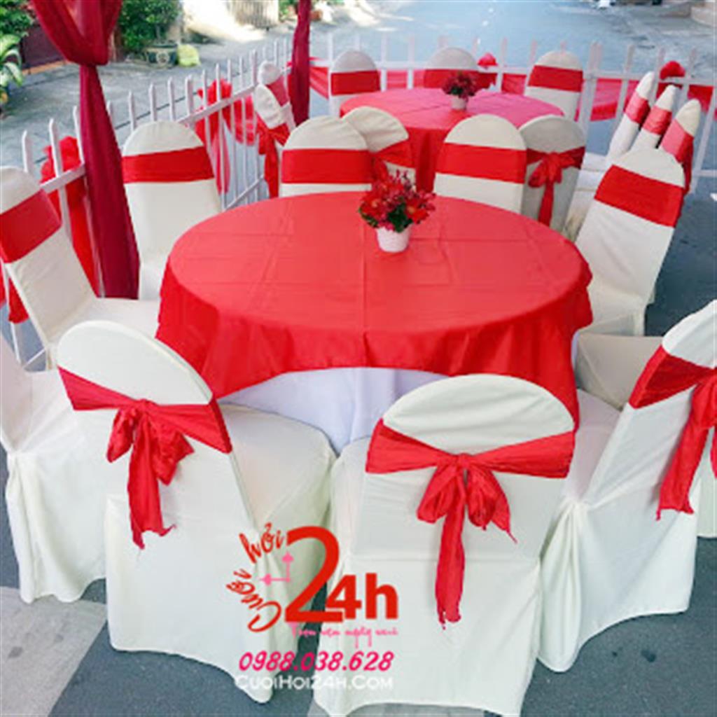 Dịch vụ cưới hỏi 24h trọn vẹn ngày vui chuyên trang trí nhà đám cưới hỏi và nhà hàng tiệc cưới | Cho thuê ghế dựa cao cấp ngày cưới tông trắng đỏ