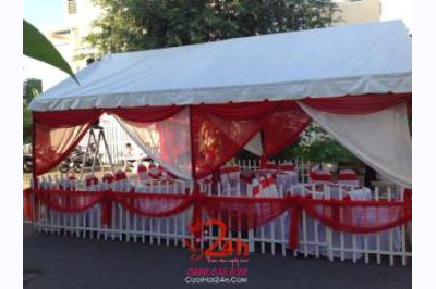 Dịch vụ cưới hỏi 24h trọn vẹn ngày vui chuyên trang trí nhà đám cưới hỏi và nhà hàng tiệc cưới | Cho thuê rạp cưới tông đỏ (2)